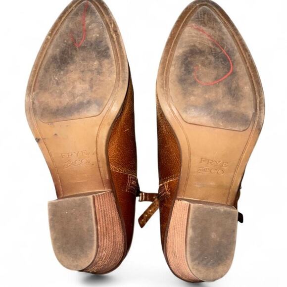 Frye & Co Cognac Brown Double Zip Western Ankle Boots Size 7M